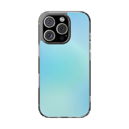 Sky Blue Aura Clear Case - MagSafe Compatible Pastel Gradient Cover