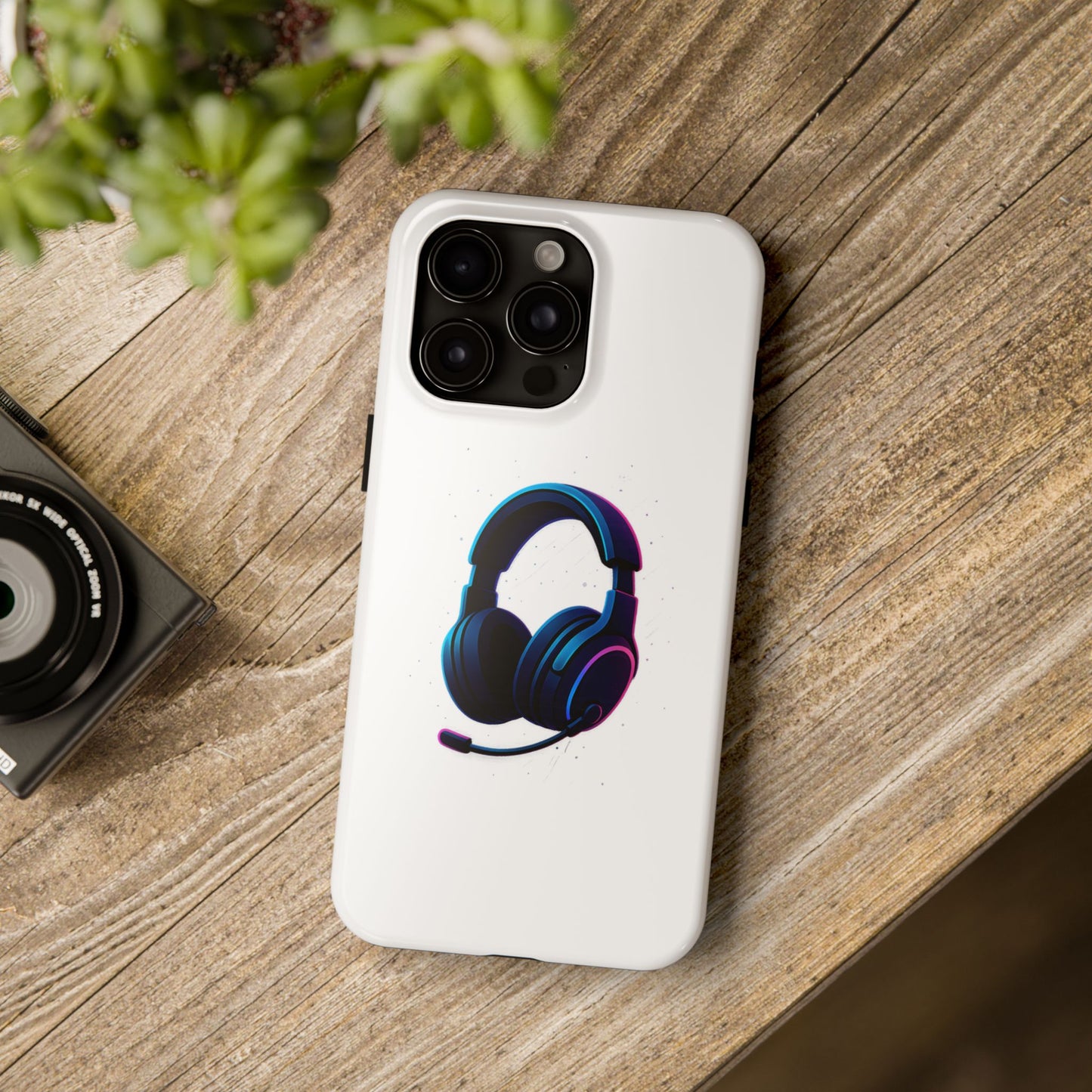 Minimalist Gaming Headset Tough Case - Clean Tech Cover for iPhone & Samsung