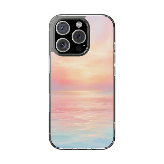 Pastel Coastal Sunrise Clear Case - MagSafe Compatible Ethereal Cover