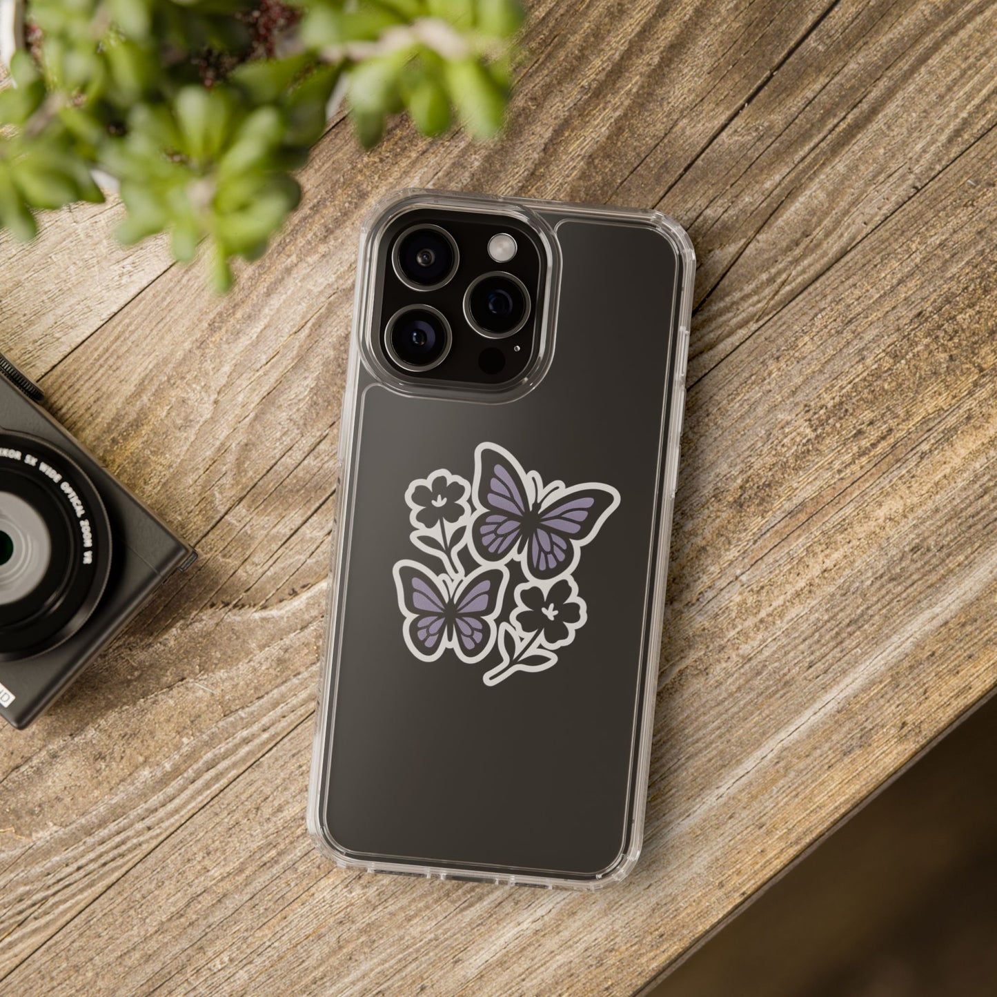 Clear Lavender Butterfly Case - Floral Botanical Transparent Cover for iPhone & Samsung
