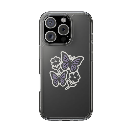 Clear Lavender Butterfly Case - Floral Botanical Transparent Cover for iPhone & Samsung