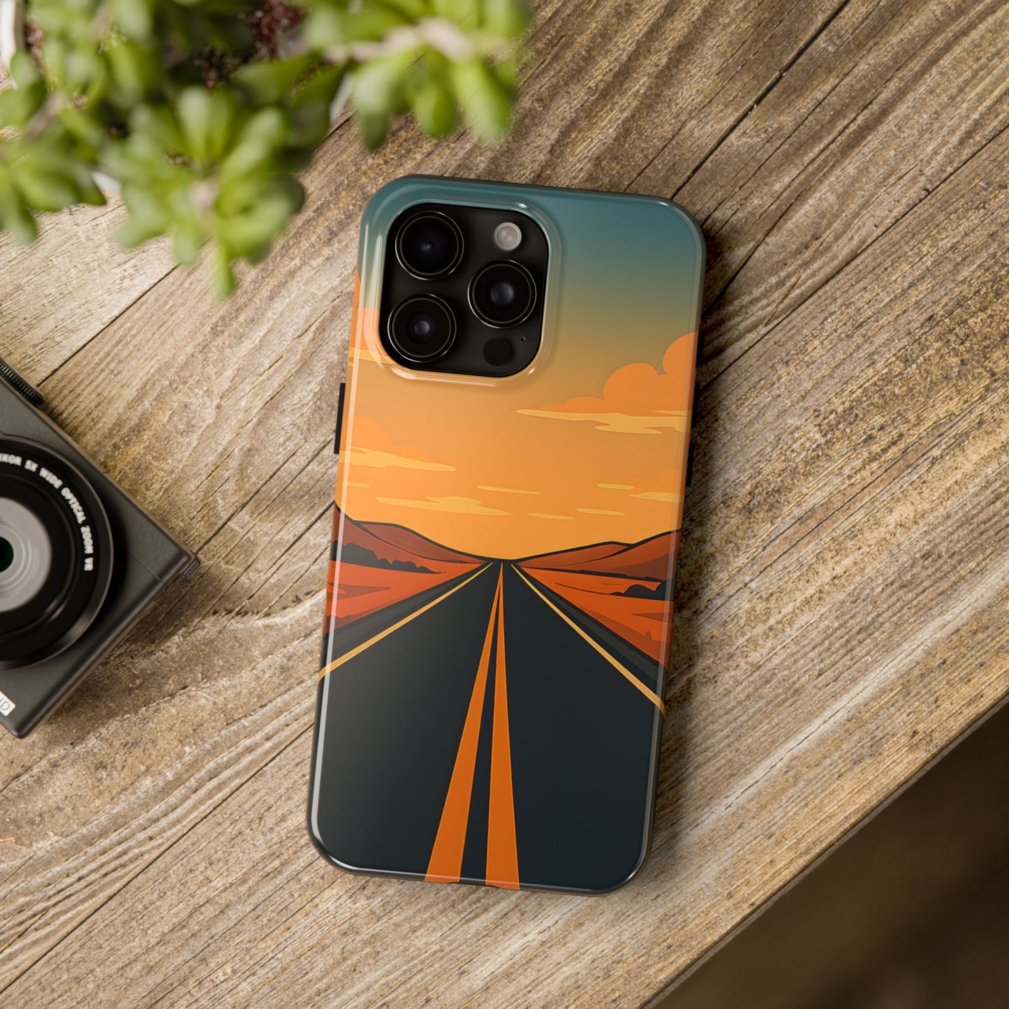 Endless Highway Tough Case - Minimalist Sunset Road Trip Aesthetic Cover