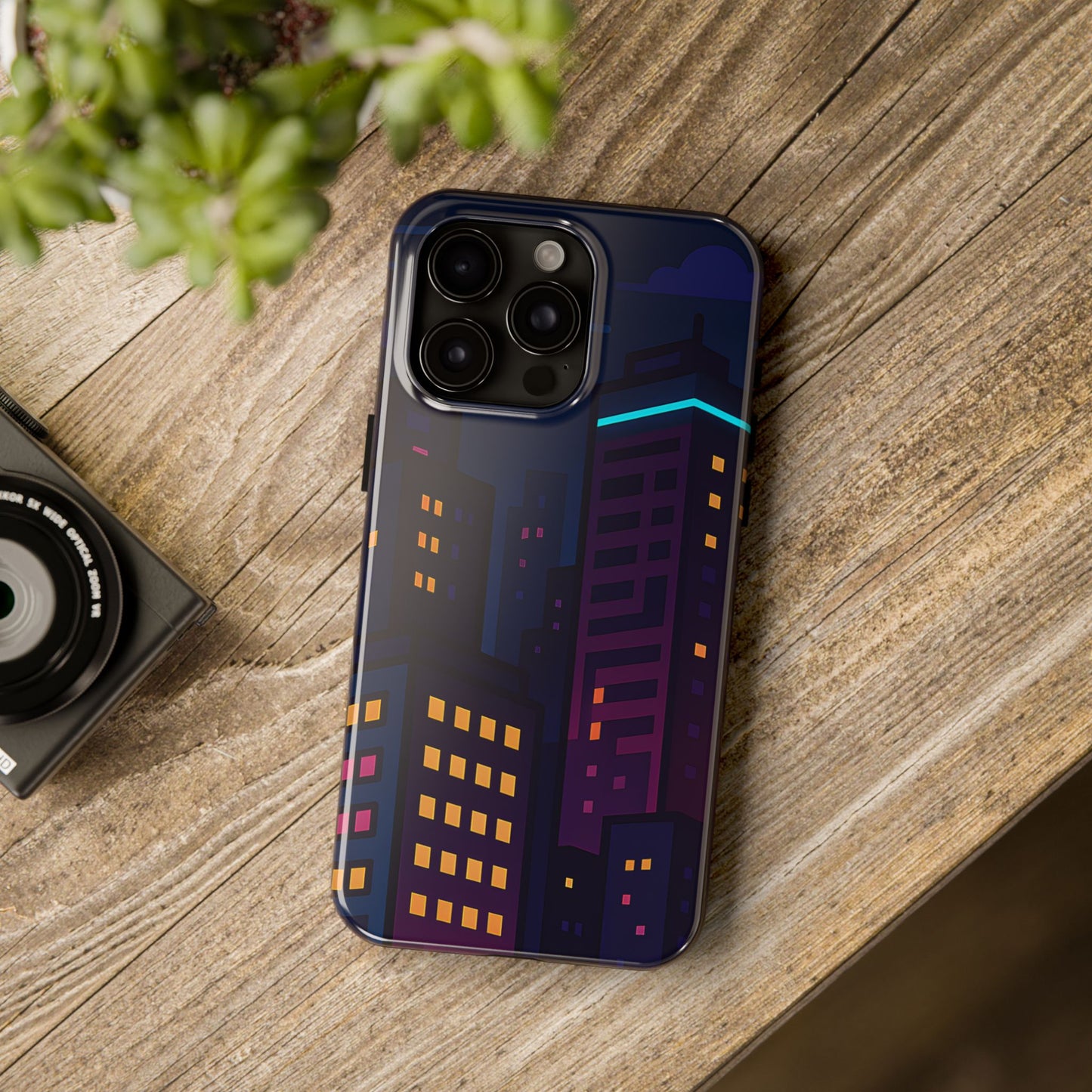 Neon City Skyline Tough Phone Case β Night Aesthetic Protective Cover for iPhone & Samsung