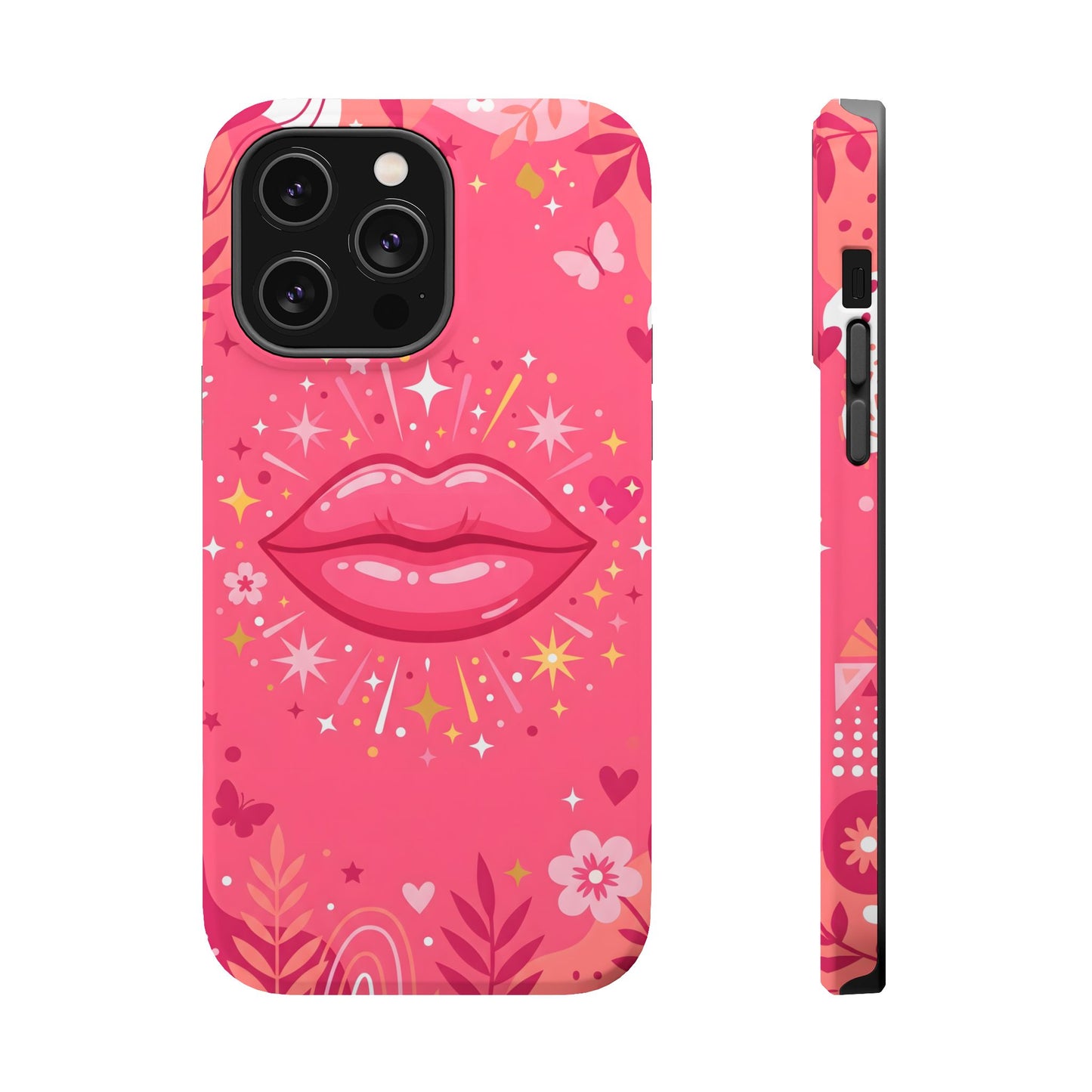 Retro Pink Kiss Floral Magnetic Impact Case
