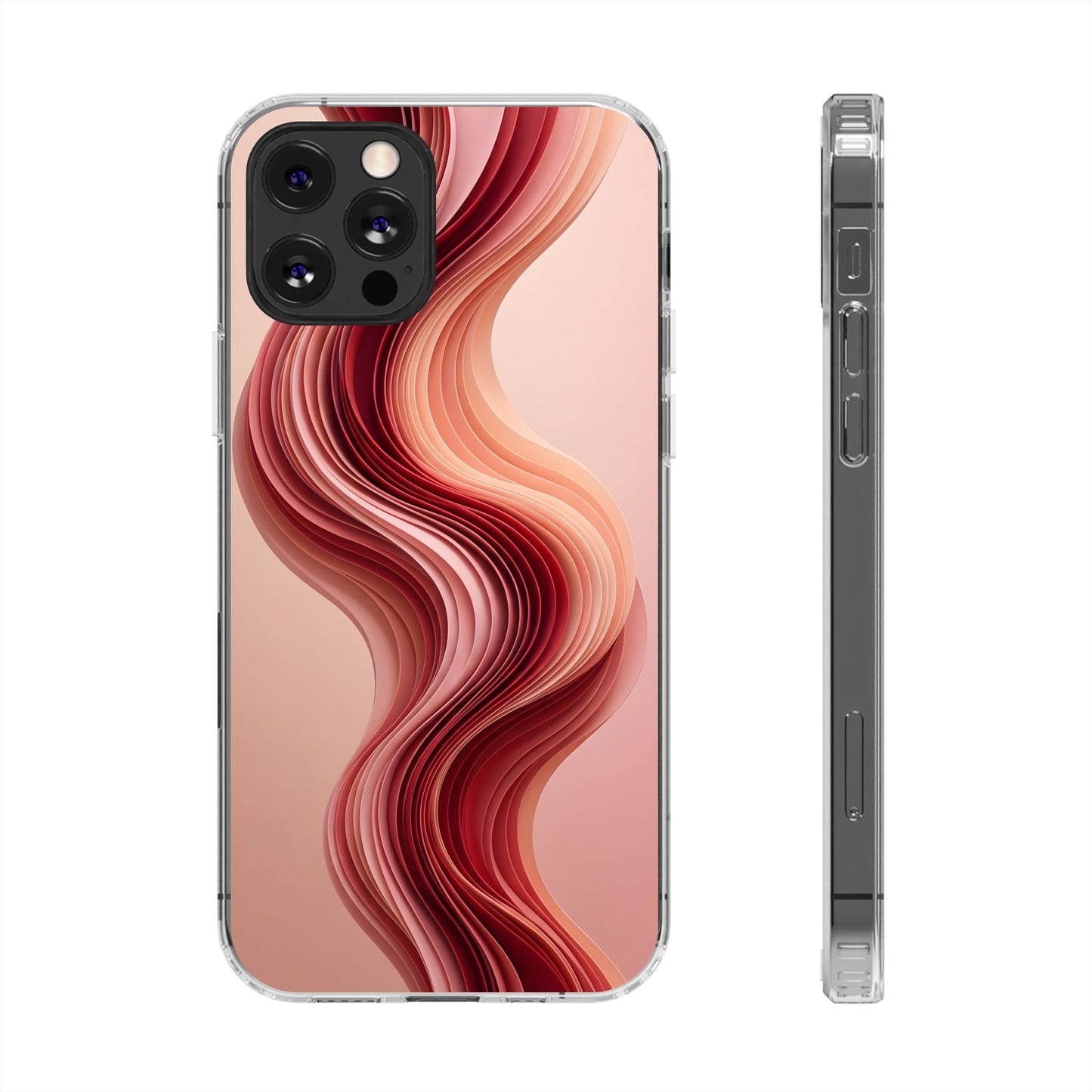 Terracotta Fluid Wave Clear Case - MagSafe Compatible Abstract Cover