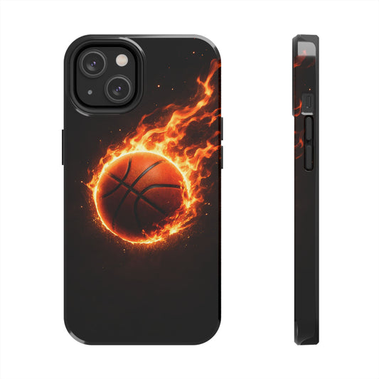 Flaming Basketball Tough Case - Fire Ball Sports Cover for iPhone & Samsung