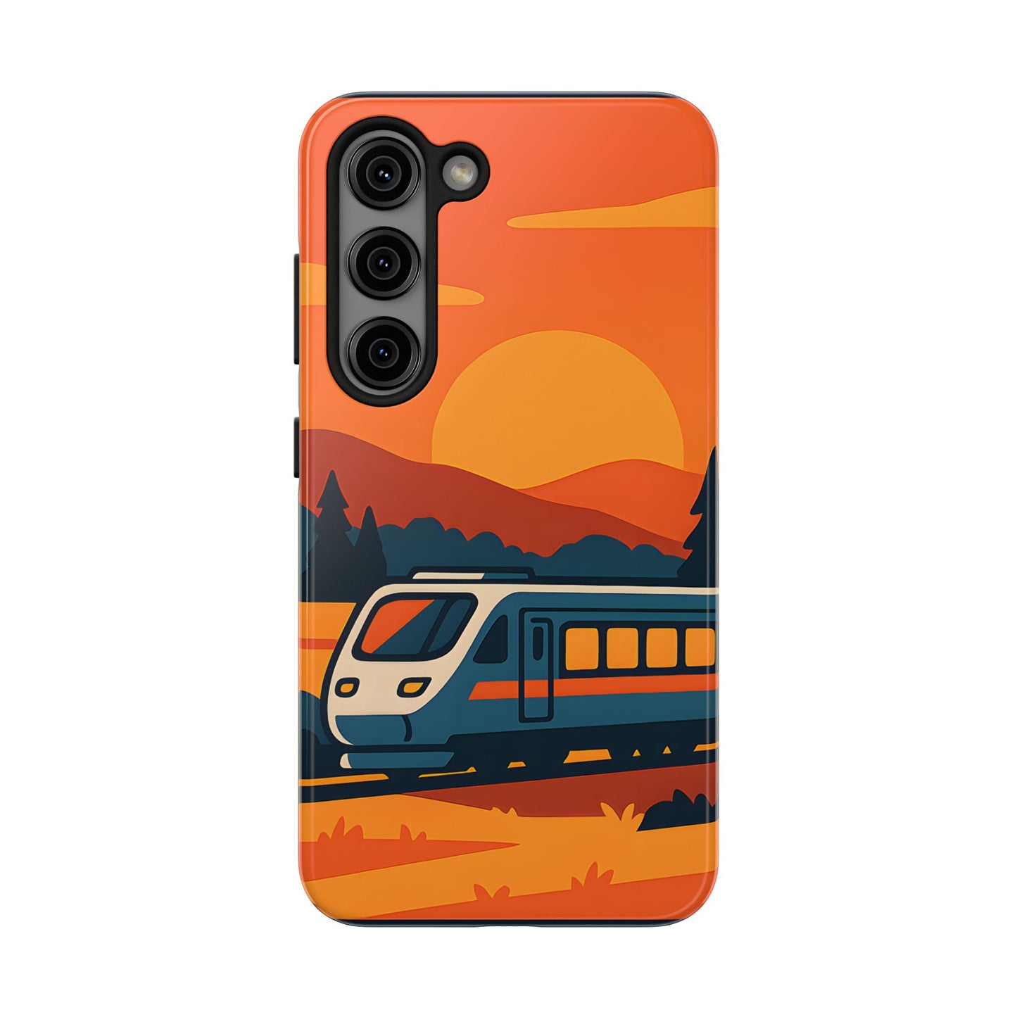 Golden Hour Express Tough Case - Minimalist Sunset Train Aesthetic Cover