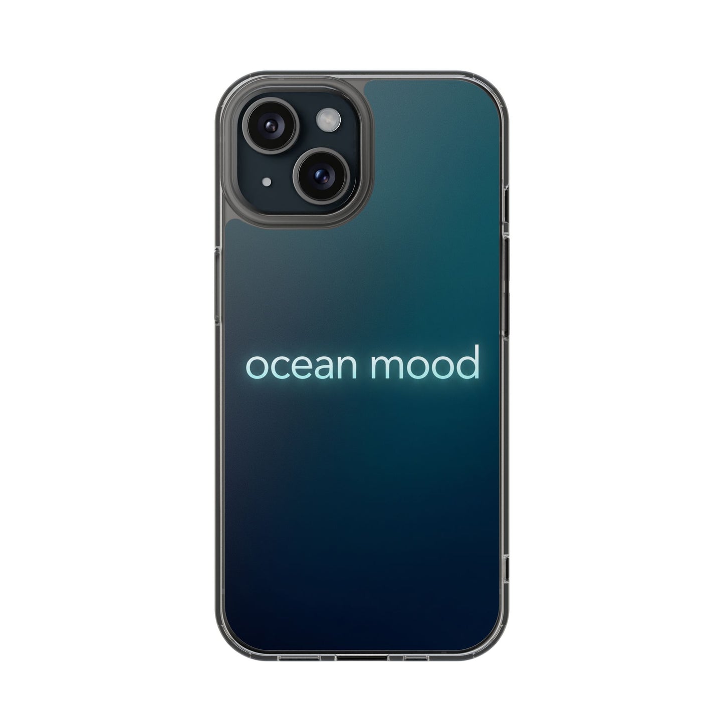 Dark Ocean Mood Neon Typography Case - MagSafe Compatible Minimalist Cover