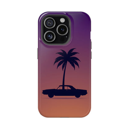 Midnight Drive: Retro Palm Tree Sunset MagSafe Case