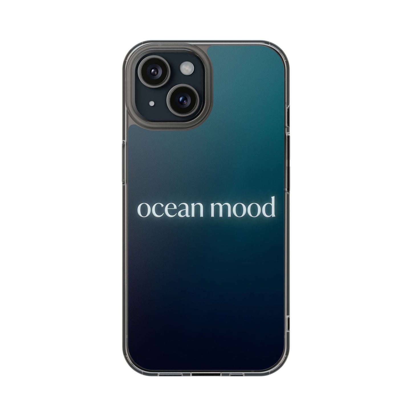 Dark Ocean Mood Clear Case - MagSafe Compatible Teal Gradient Cover
