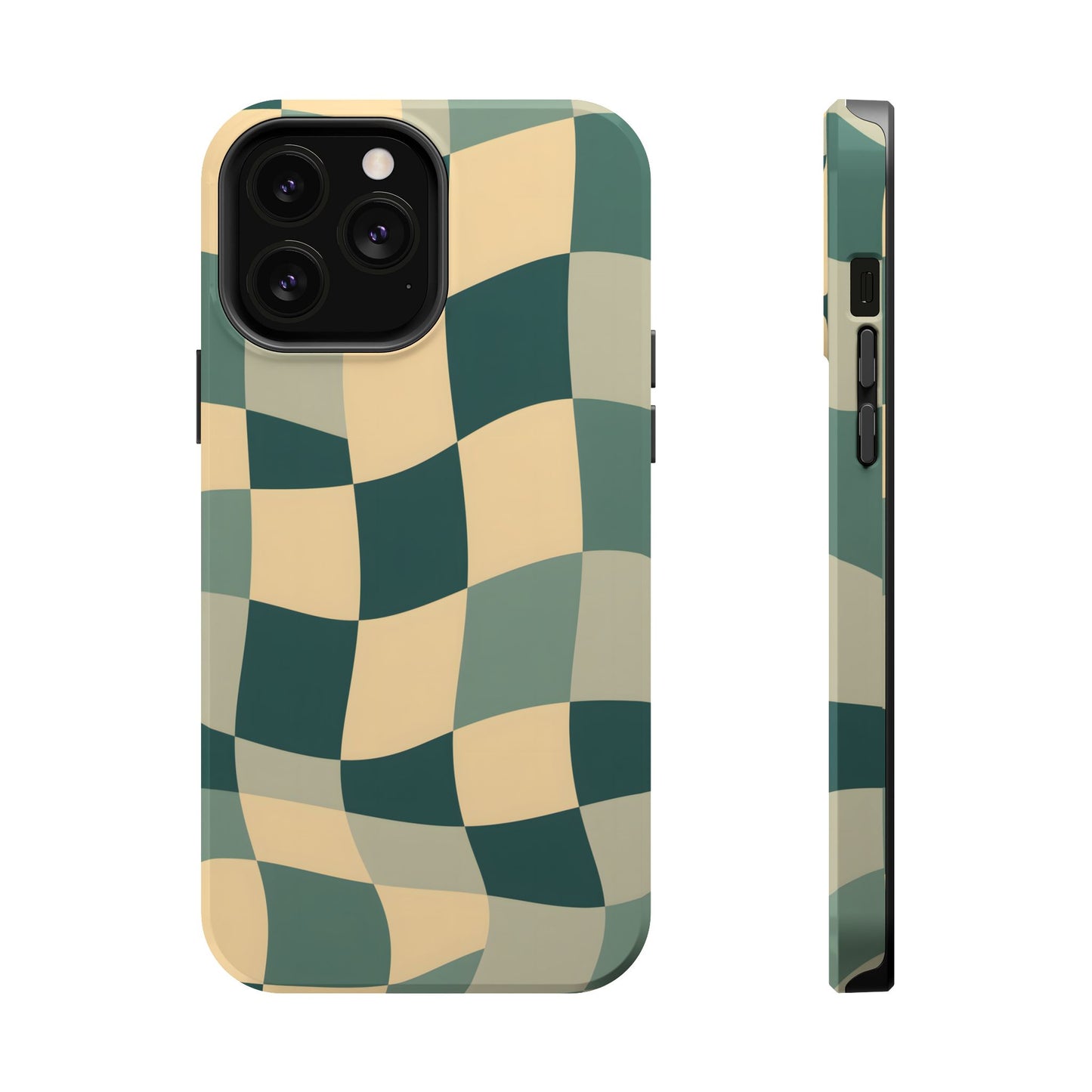 Forest Green Wavy Checkerboard Magnetic Case