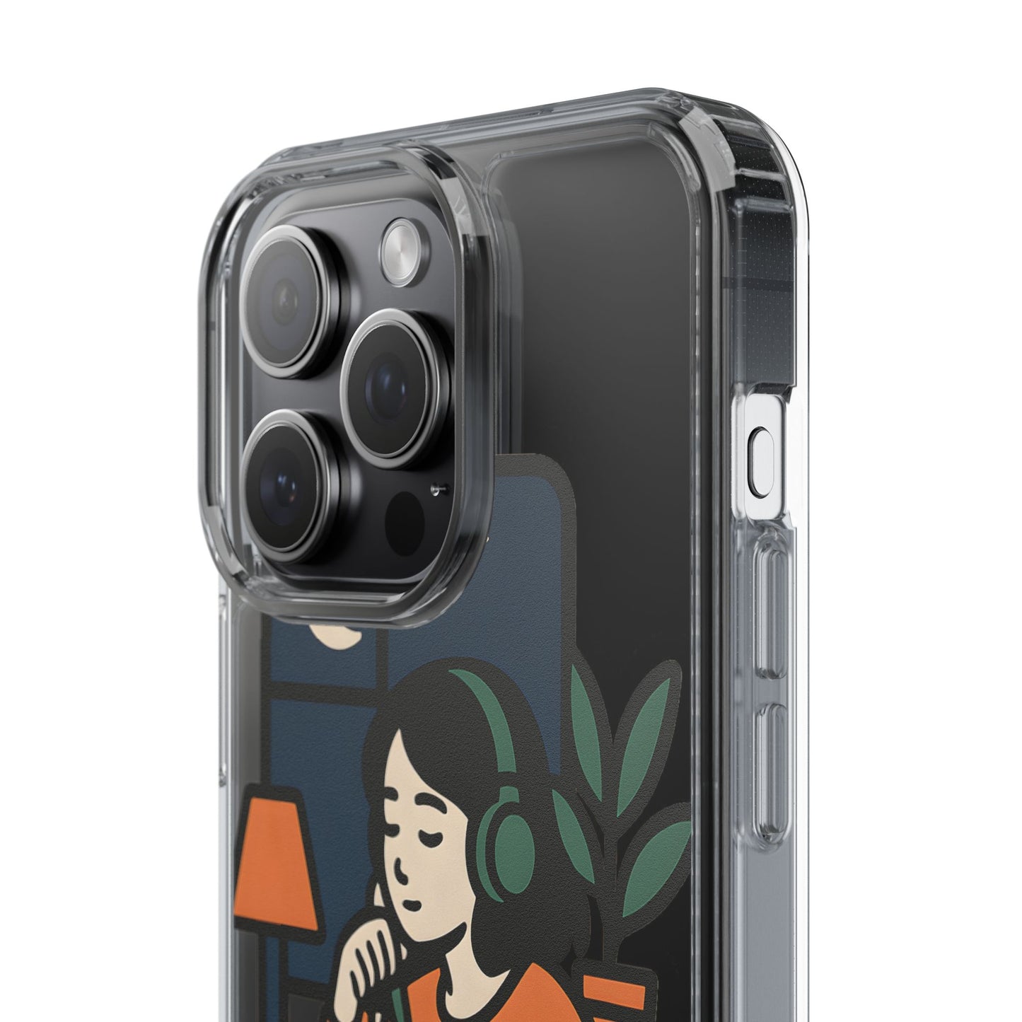 Clear Lofi Study Girl Case - Minimalist Aesthetic Transparent Cover for iPhone & Samsung