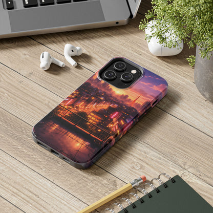 Tokyo Sunset Rooftop Tough Case - Urban Lo-Fi Skyline Cover for iPhone & Samsung