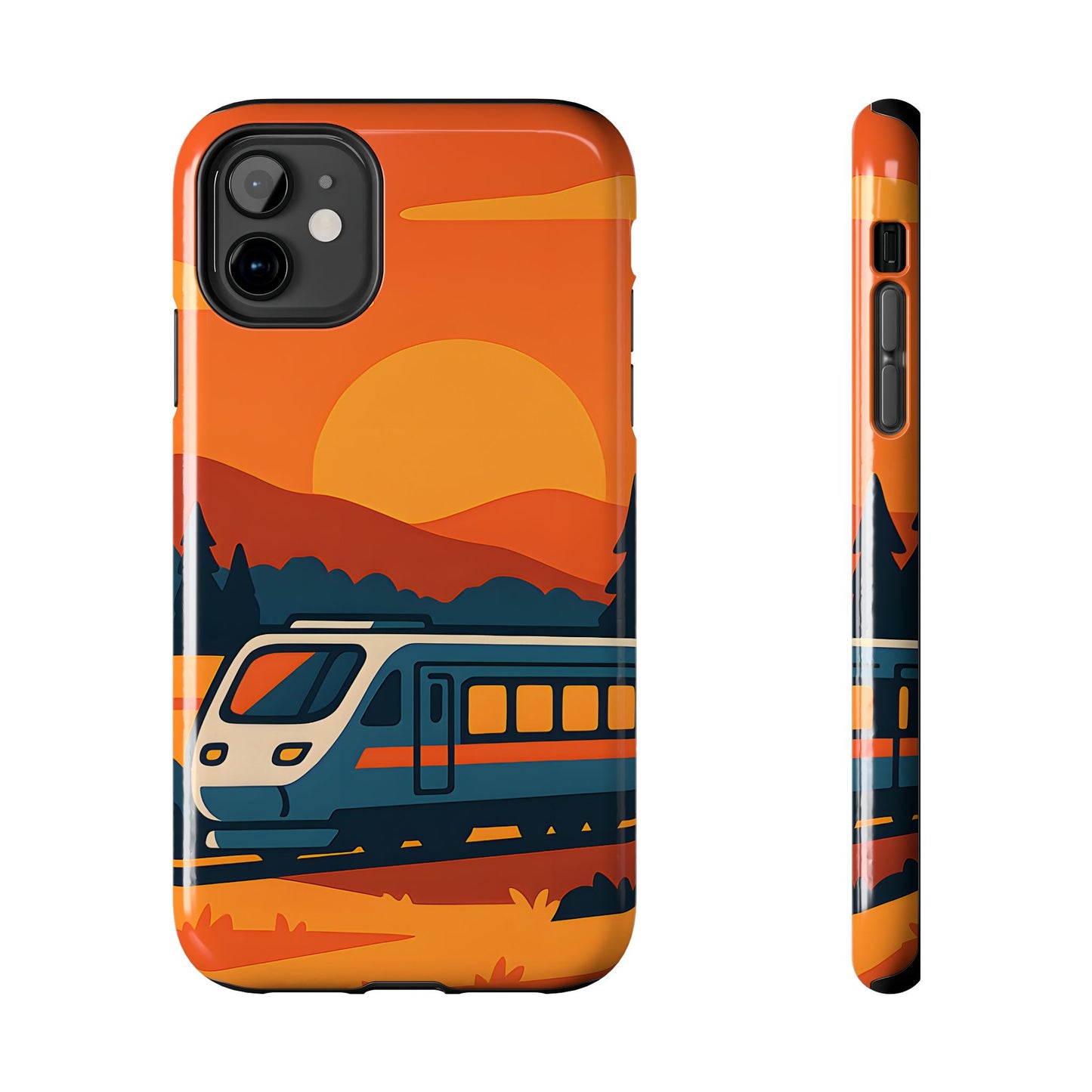 Golden Hour Express Tough Case - Minimalist Sunset Train Aesthetic Cover