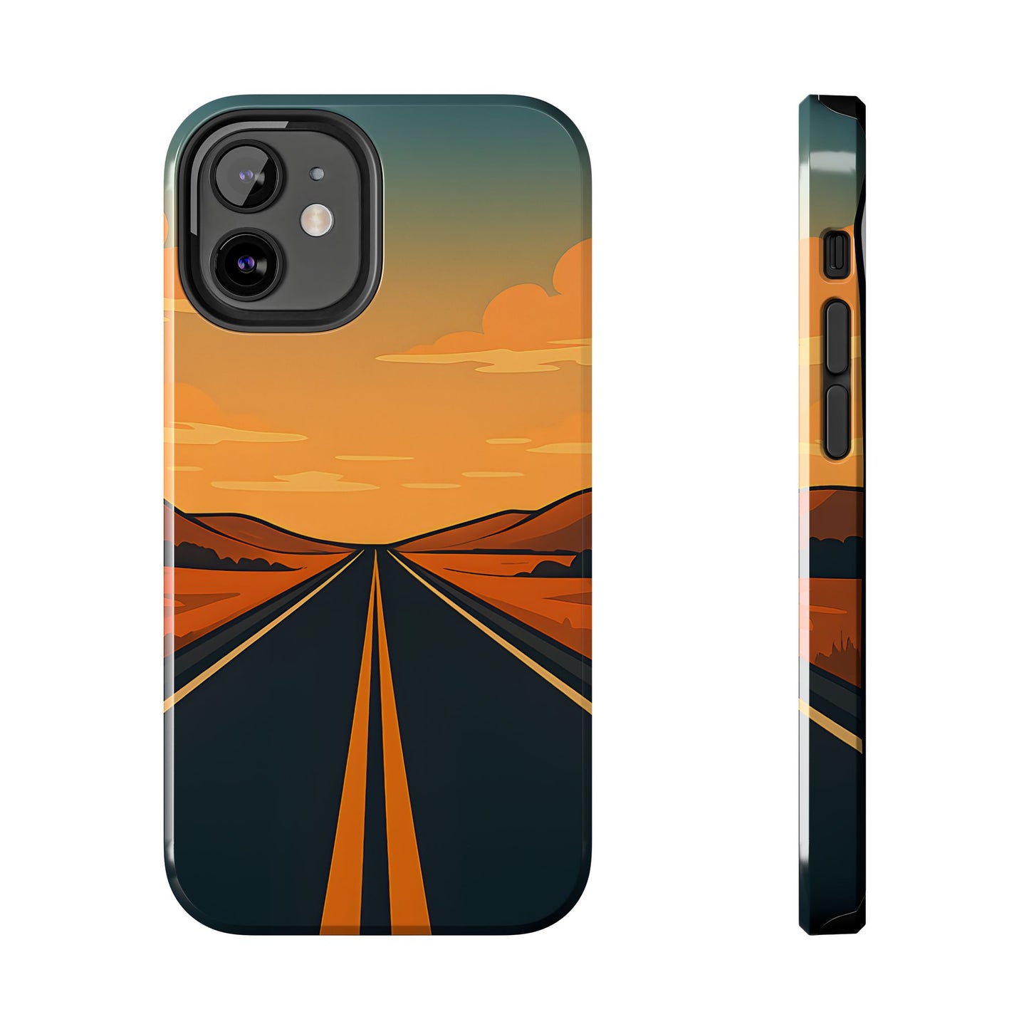 Endless Highway Tough Case - Minimalist Sunset Road Trip Aesthetic Cover