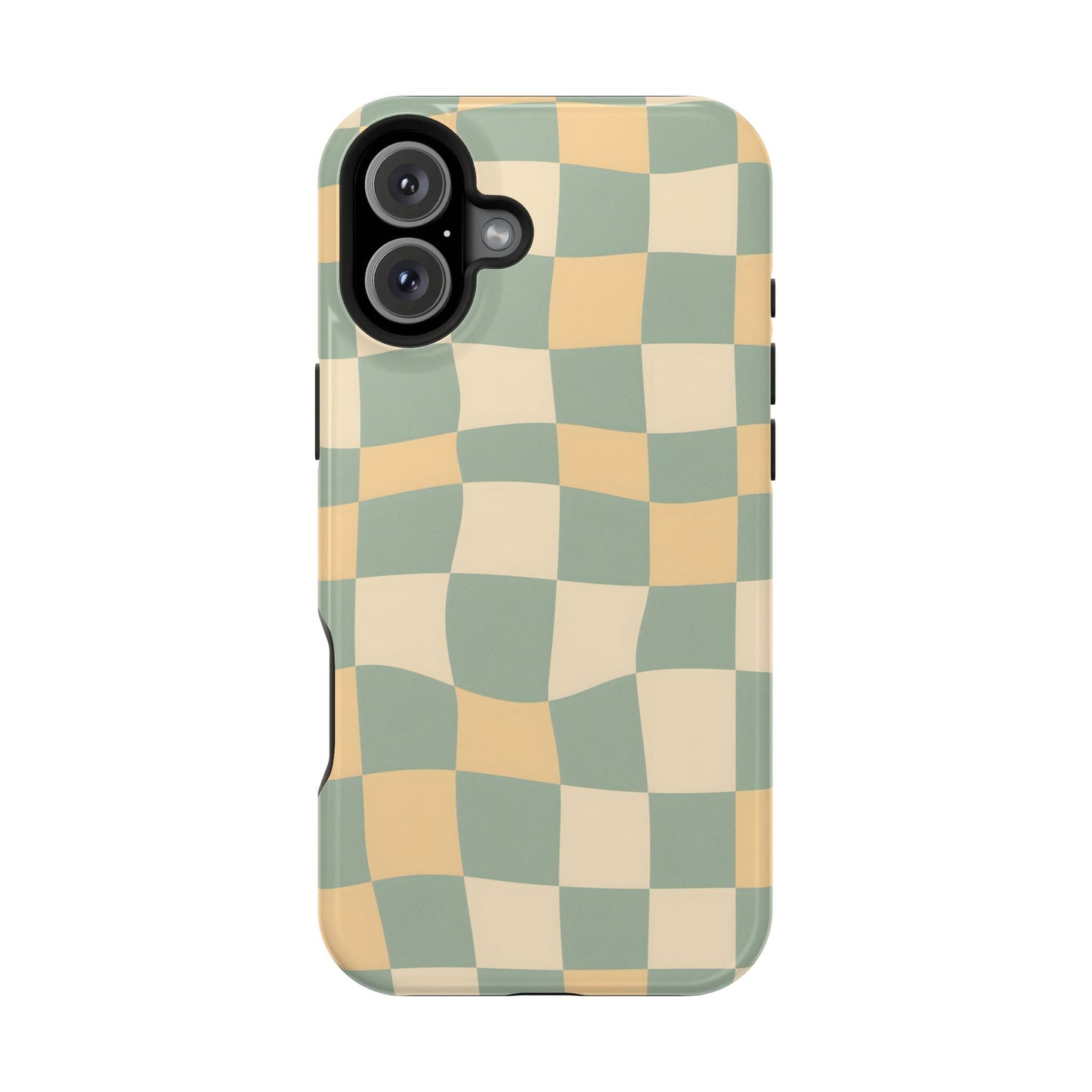 Wavy Sage & Cream Checkerboard Magnetic Case