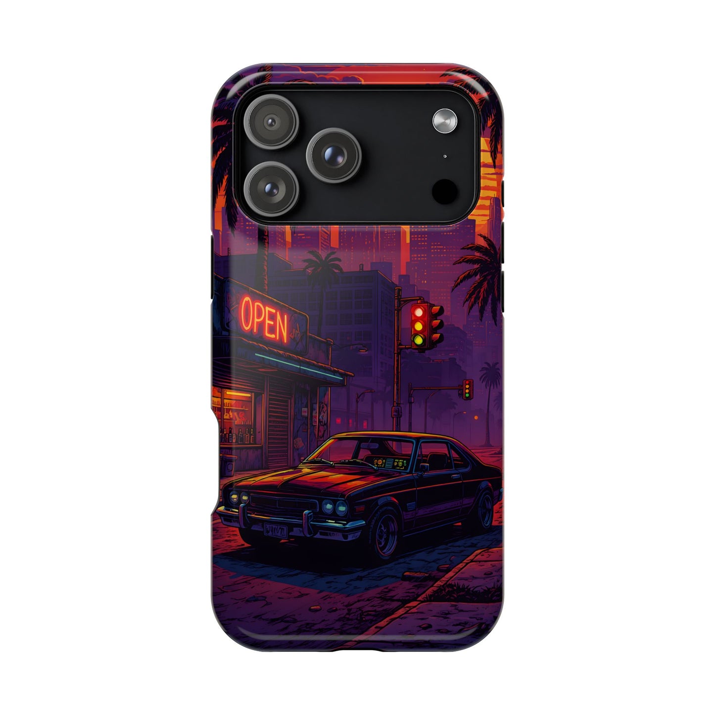 Lofi Midnight Drive: Retro Muscle Car MagSafe Case