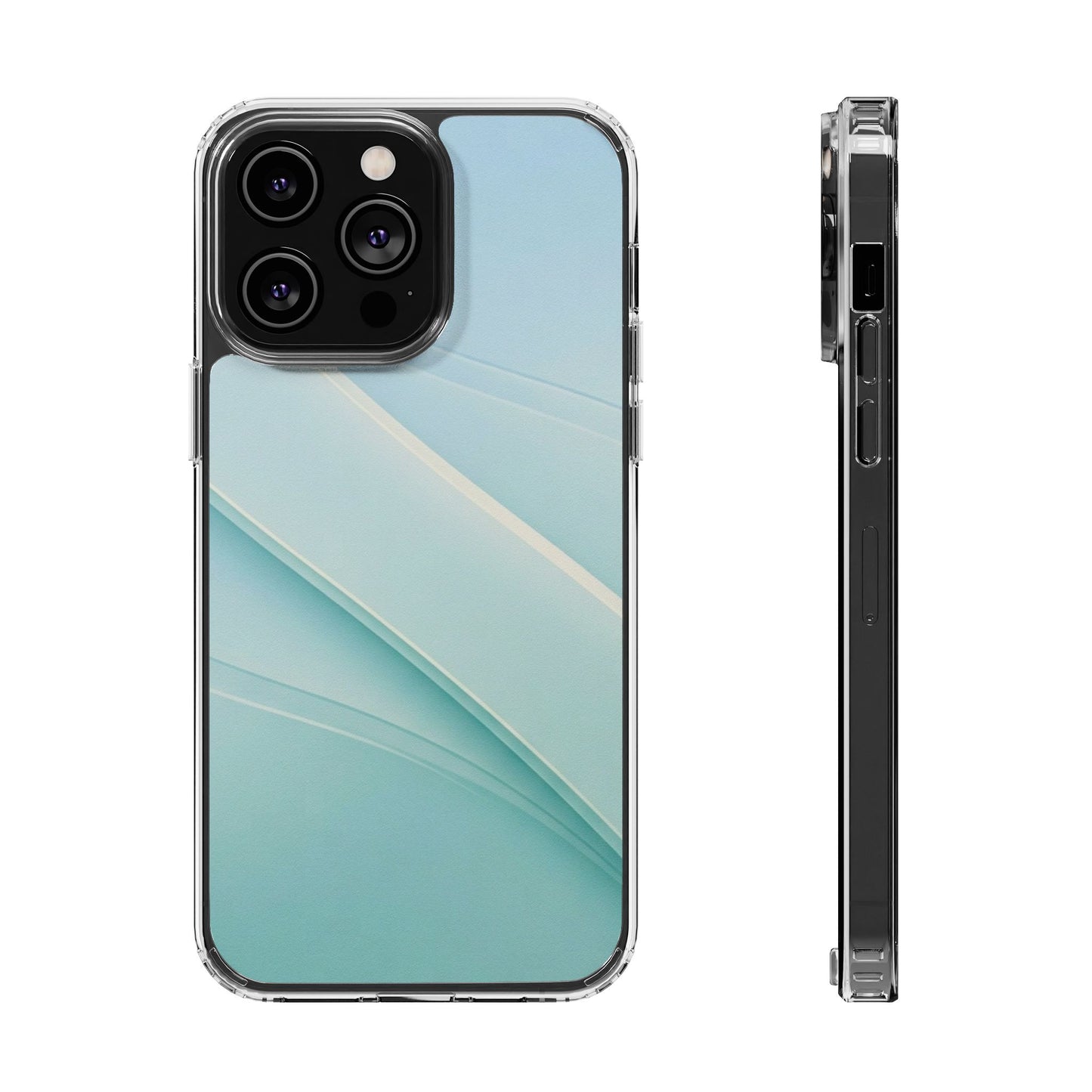 Ethereal Aqua Waves Clear Case - MagSafe Compatible Minimalist Cover
