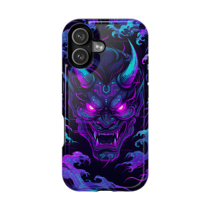 Cyber Oni: Neon Cyberpunk Japanese Mask MagSafe Case