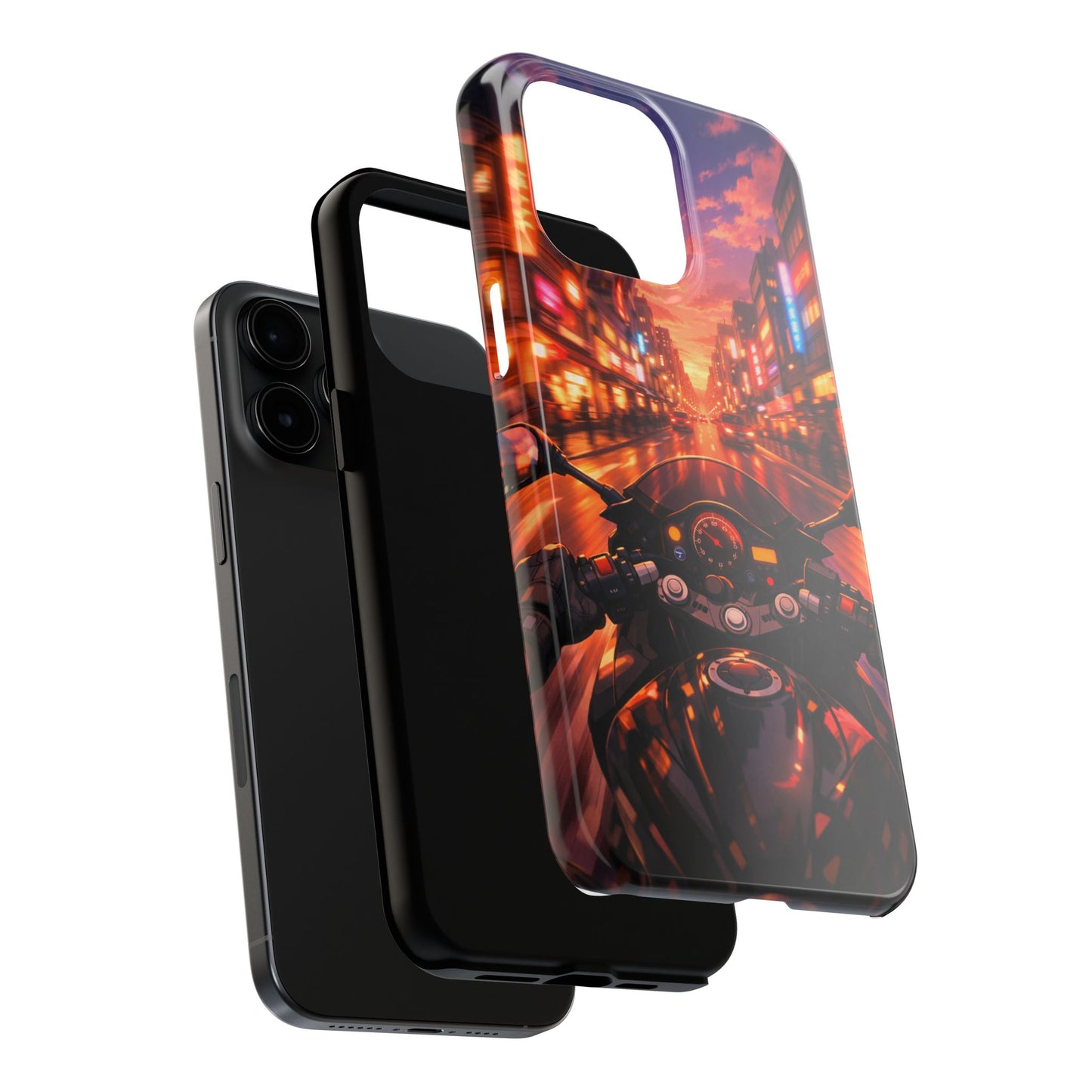 Motorcycle City POV Tough Case - Urban Sunset Rider Cover for iPhone & Samsung
