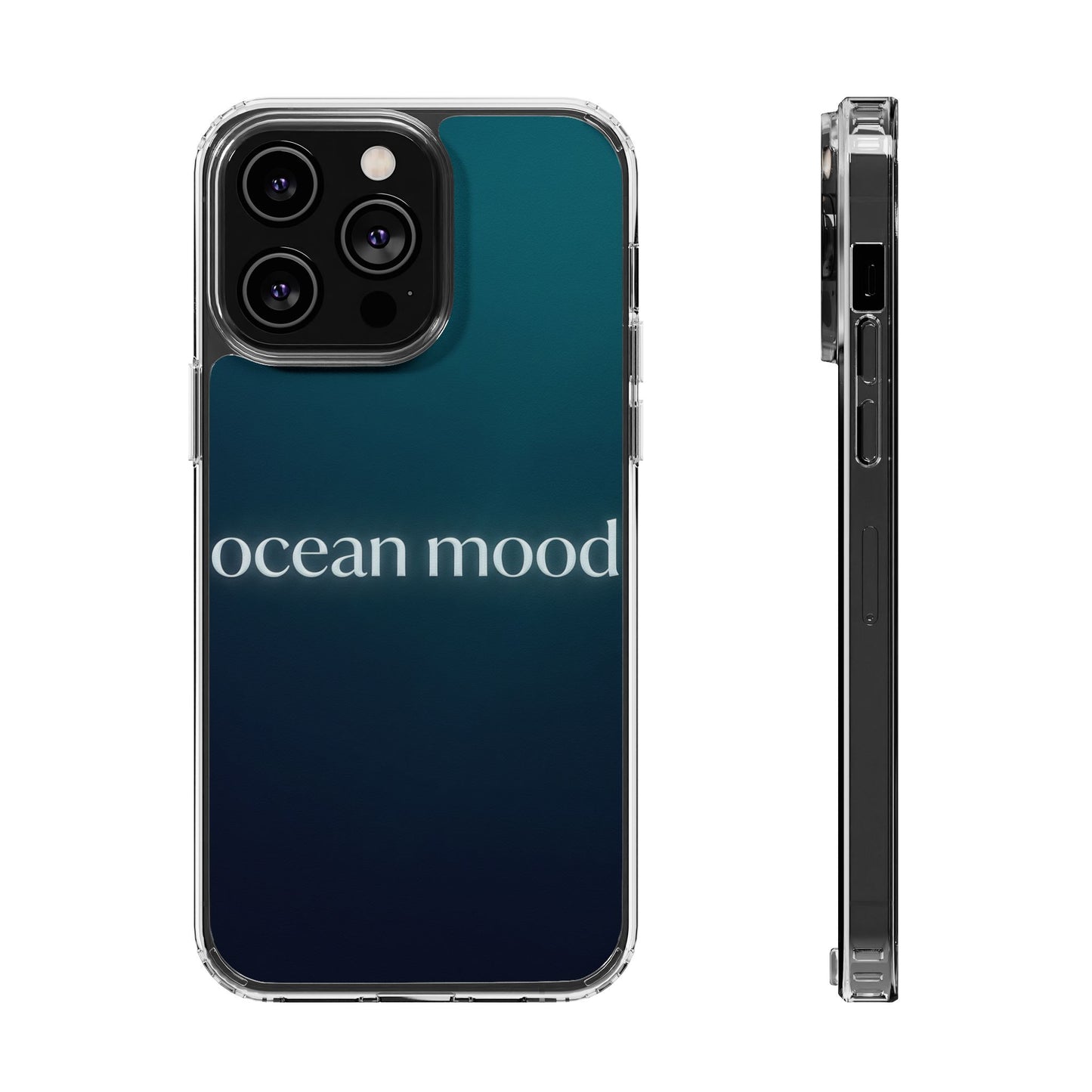 Dark Ocean Mood Clear Case - MagSafe Compatible Teal Gradient Cover