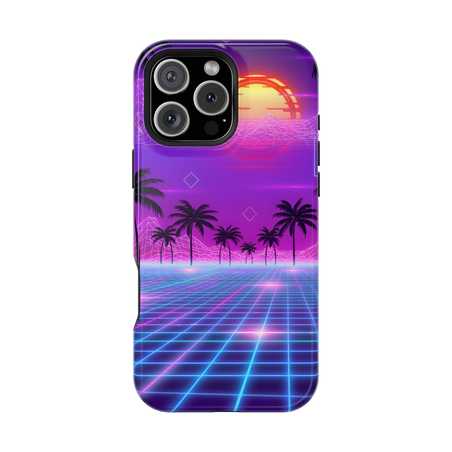 Neon Horizon: Premium Synthwave Sunset MagSafe Case