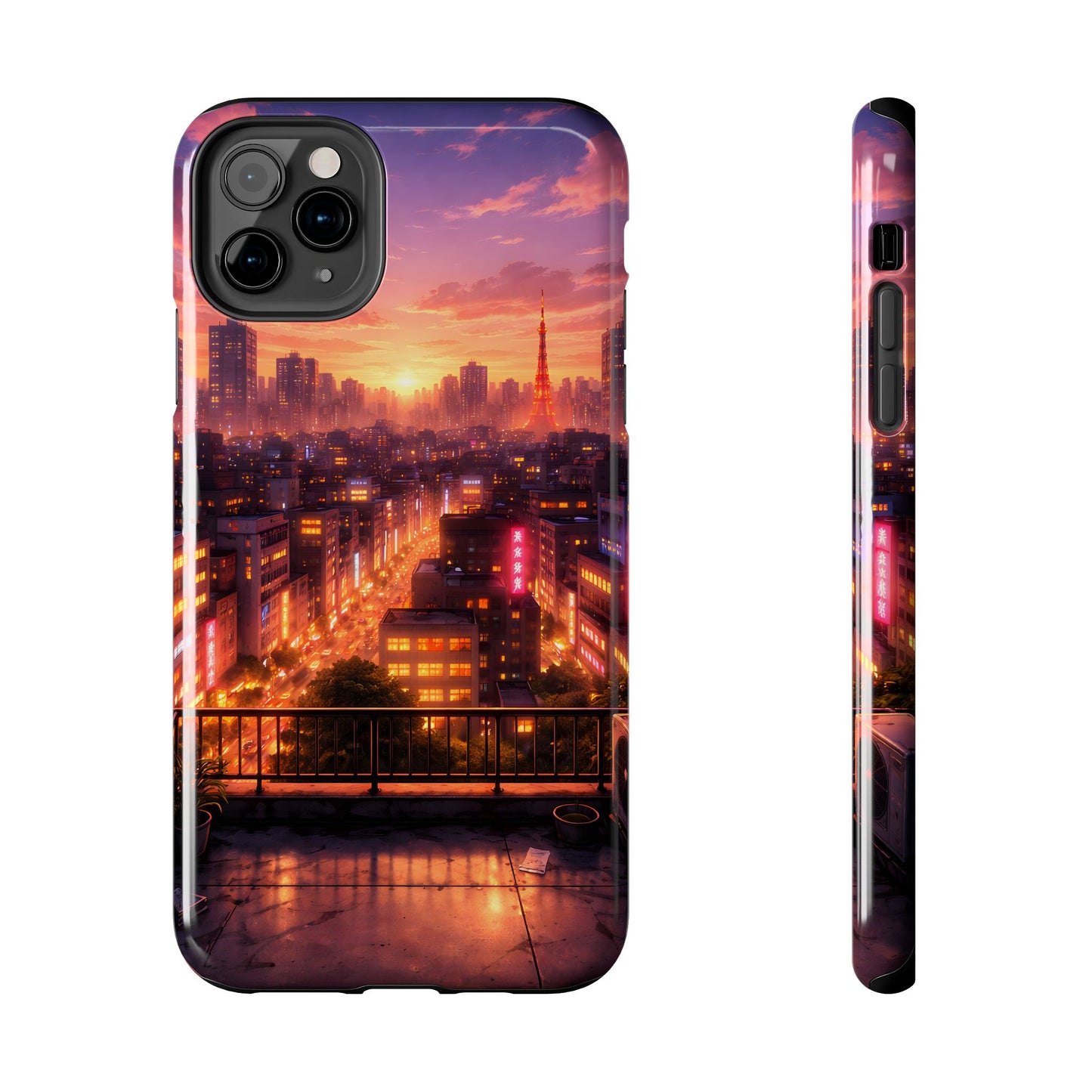 Tokyo Sunset Rooftop Tough Case - Urban Lo-Fi Skyline Cover for iPhone & Samsung
