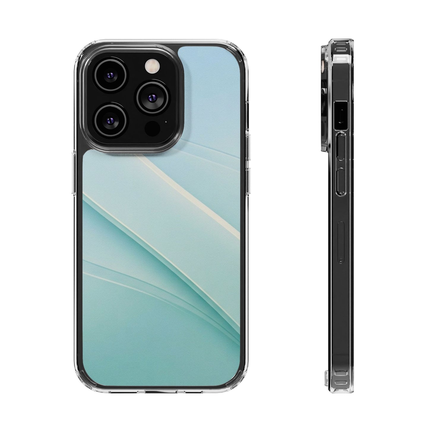 Ethereal Aqua Waves Clear Case - MagSafe Compatible Minimalist Cover