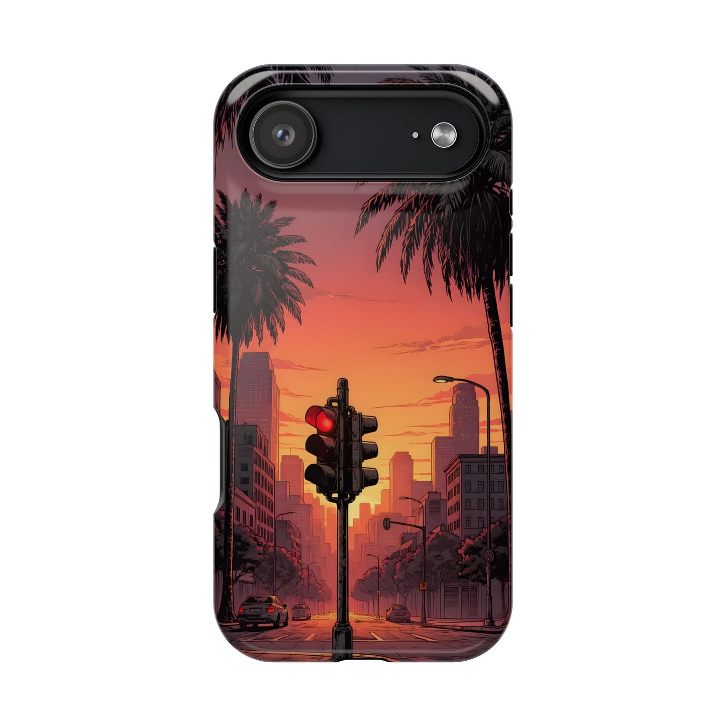 Lofi City Sunset: Aesthetic Urban Palm Tree MagSafe Case