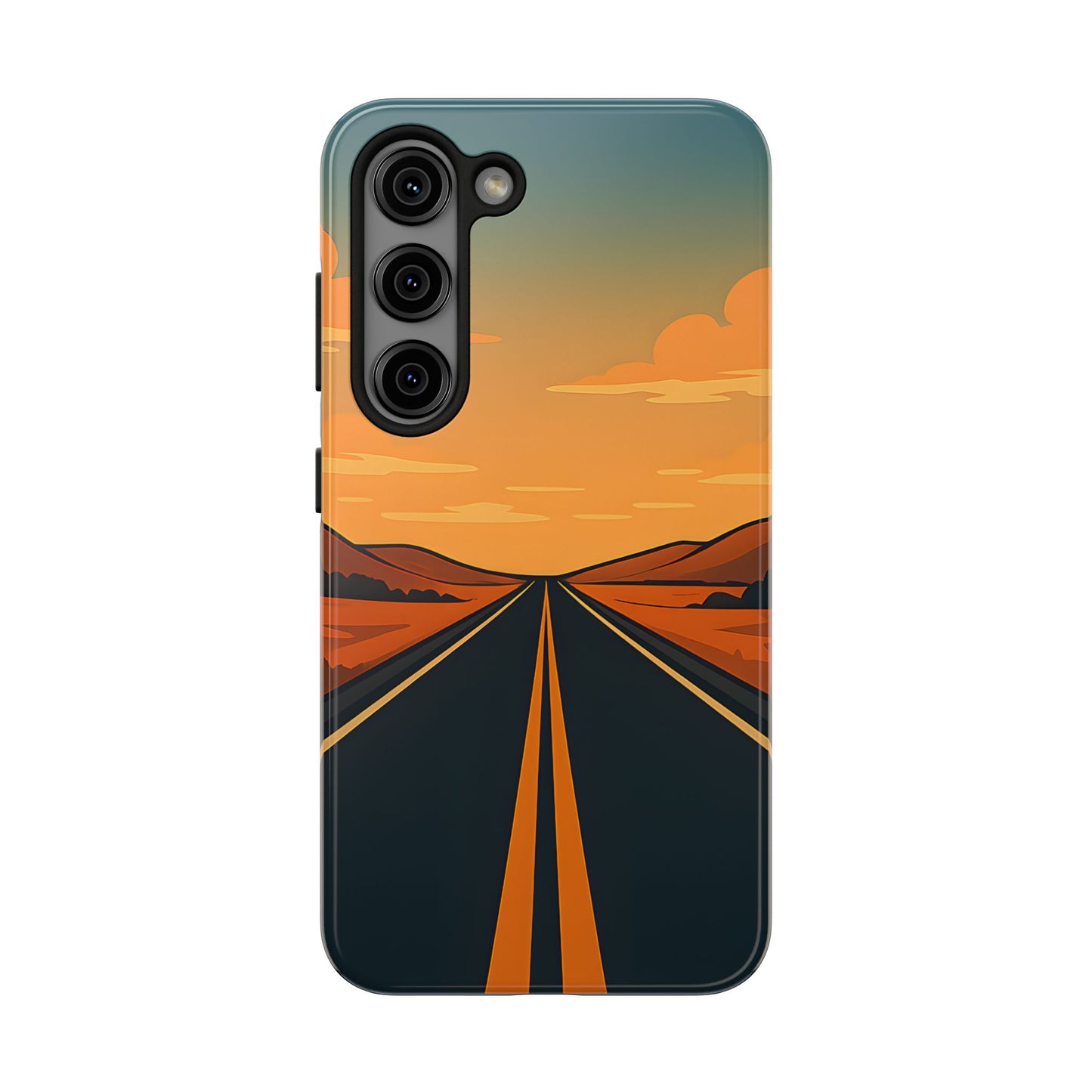 Endless Highway Tough Case - Minimalist Sunset Road Trip Aesthetic Cover
