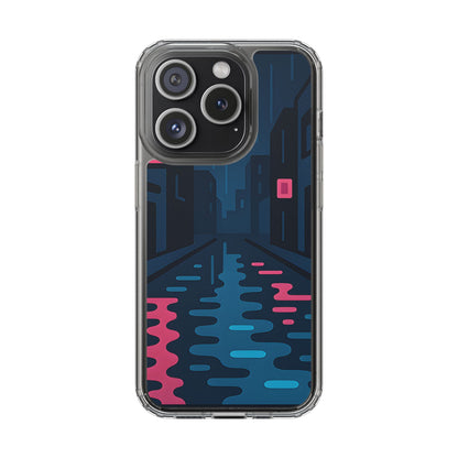 Clear Rainy Neon Street Case - Minimalist Urban Aesthetic Transparent Cover