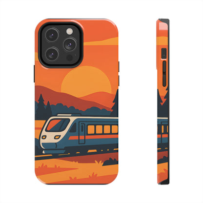 Golden Hour Express Tough Case - Minimalist Sunset Train Aesthetic Cover
