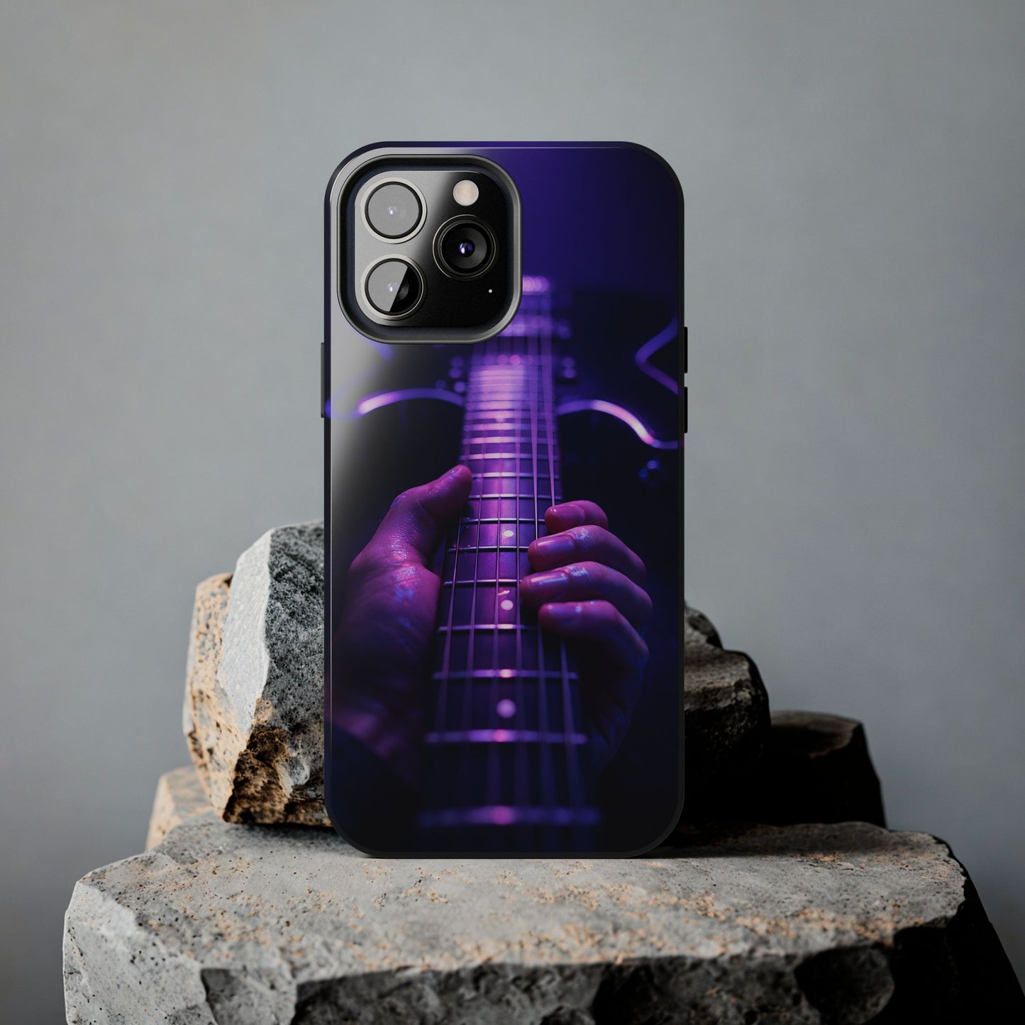 Neon Electric Guitar Tough Case - Purple Stage POV Cover for iPhone & Samsung