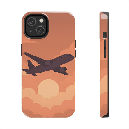 Golden Skies Airplane Tough Case - Minimalist Aviation Cover for iPhone & Samsung