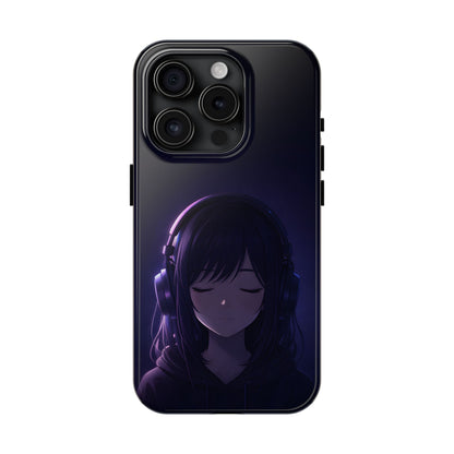 Midnight Lofi Anime Girl Tough Case - Deep Purple Music Cover for iPhone & Samsung