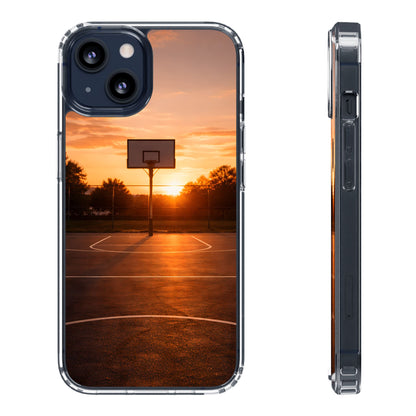 Clear Golden Hour Basketball Case - Urban Sunset Court Transparent Cover