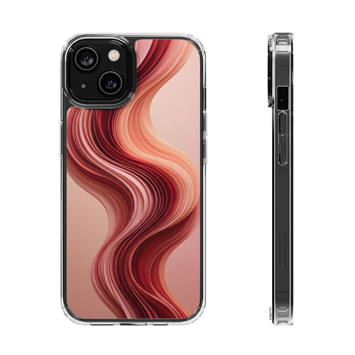 Terracotta Fluid Wave Clear Case - MagSafe Compatible Abstract Cover