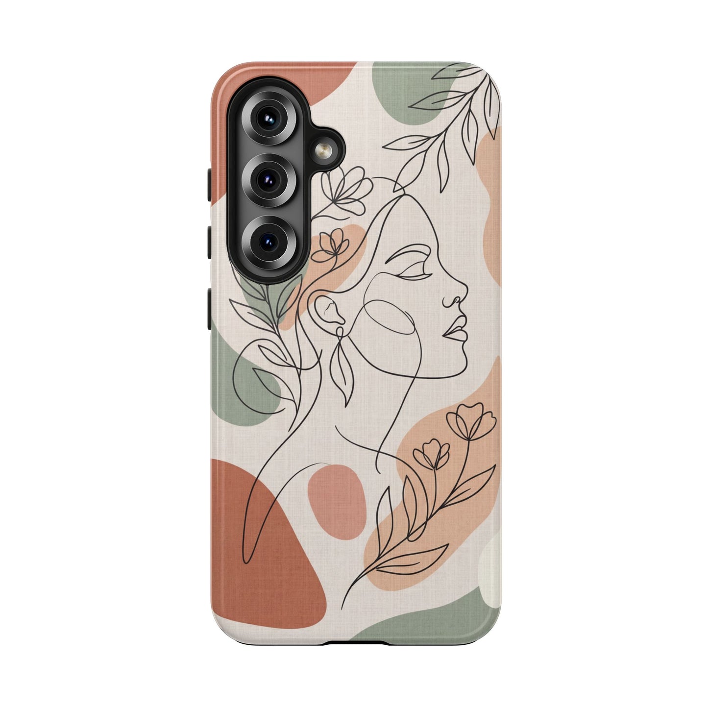 Earthy Abstract Female Line Art Tough Case - Minimalist Boho Cover for iPhone & Samsung