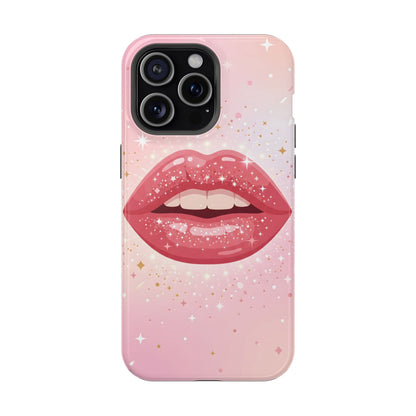 Glamorous Pink Glitter Lip Magnetic Impact Case