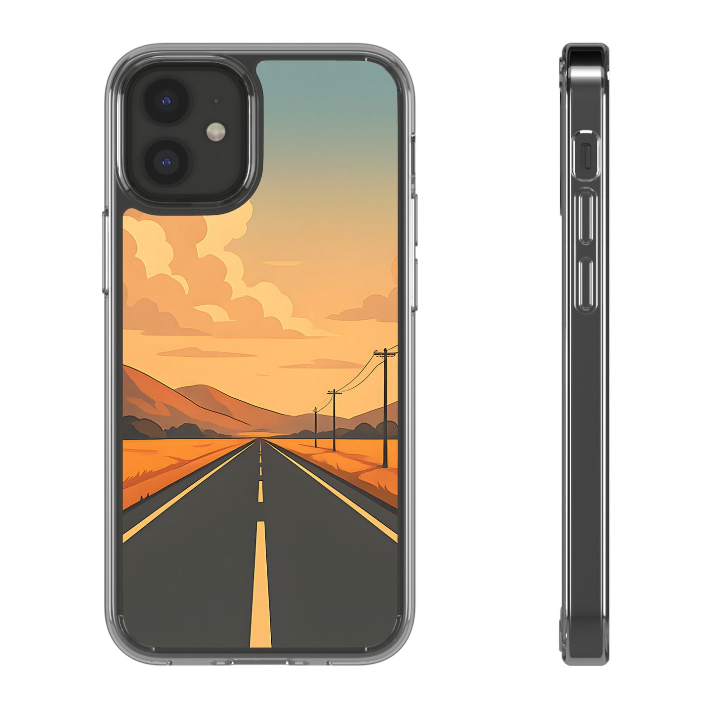 Clear Open Road Sunset Case - Minimalist Journey Aesthetic Transparent Cover