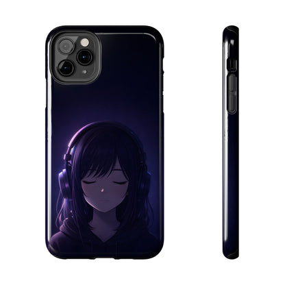 Midnight Lofi Anime Girl Tough Case - Deep Purple Music Cover for iPhone & Samsung