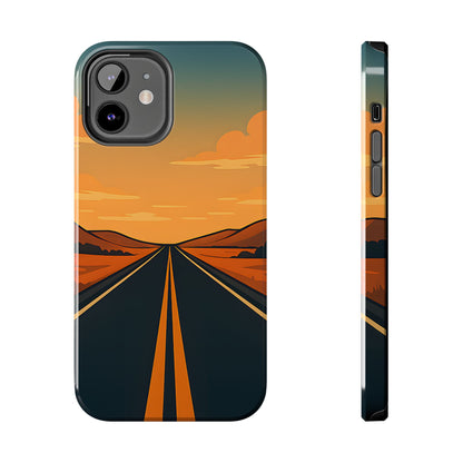 Endless Highway Tough Case - Minimalist Sunset Road Trip Aesthetic Cover