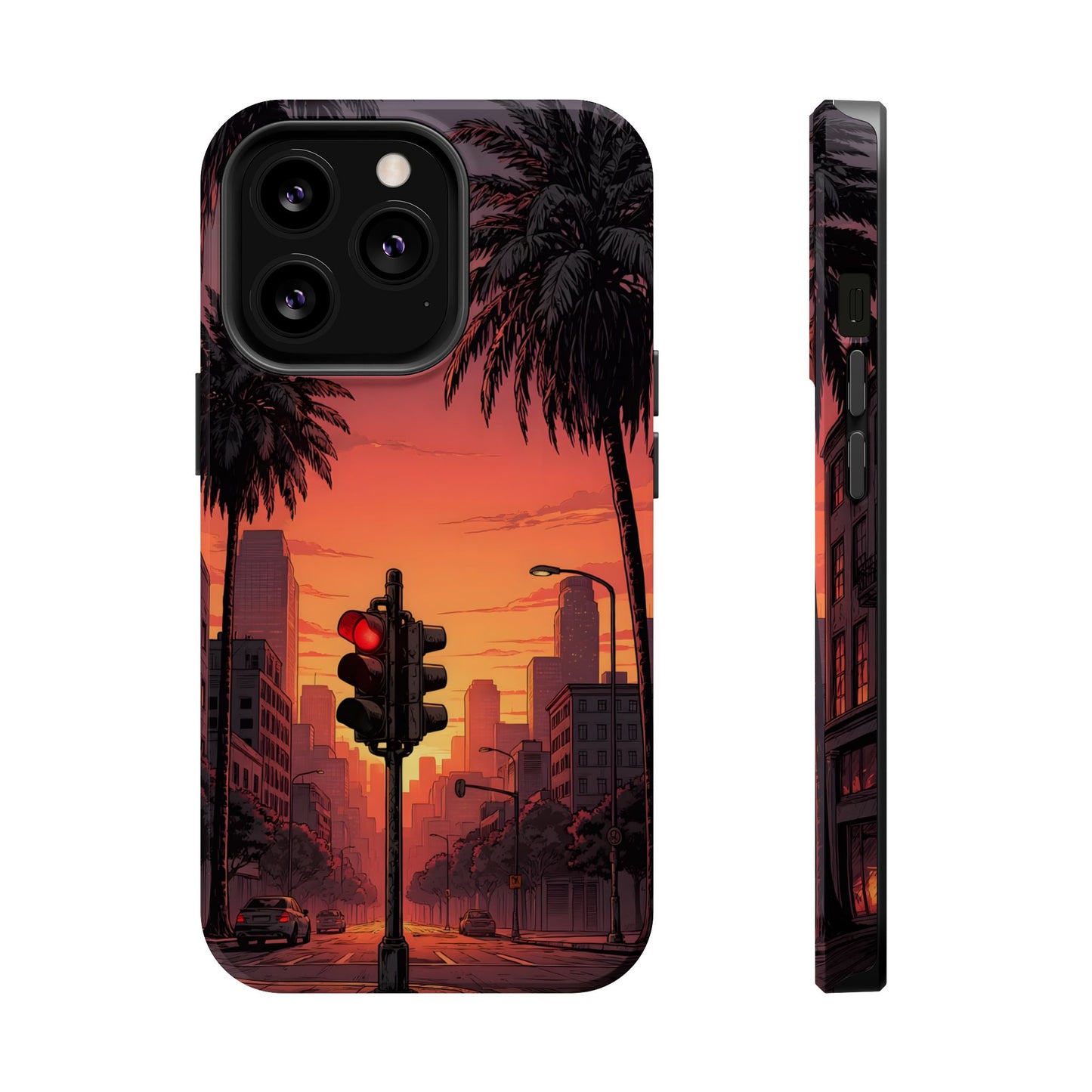 Lofi City Sunset: Aesthetic Urban Palm Tree MagSafe Case