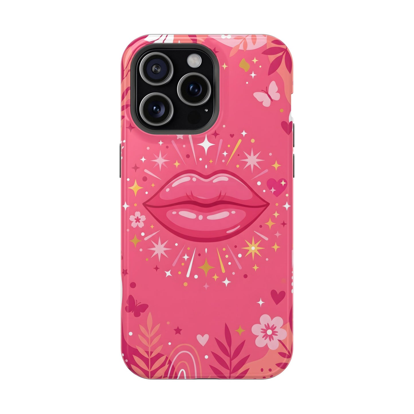 Retro Pink Kiss Floral Magnetic Impact Case