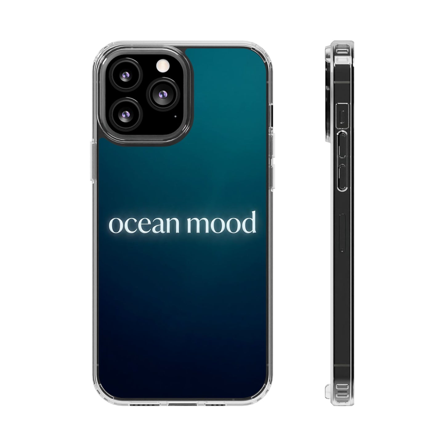 Dark Ocean Mood Clear Case - MagSafe Compatible Teal Gradient Cover