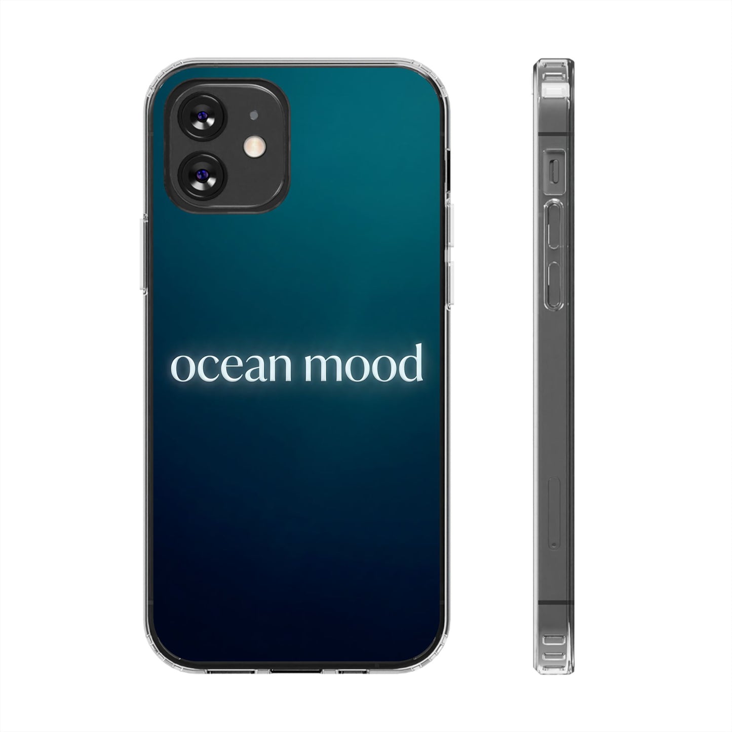 Dark Ocean Mood Clear Case - MagSafe Compatible Teal Gradient Cover