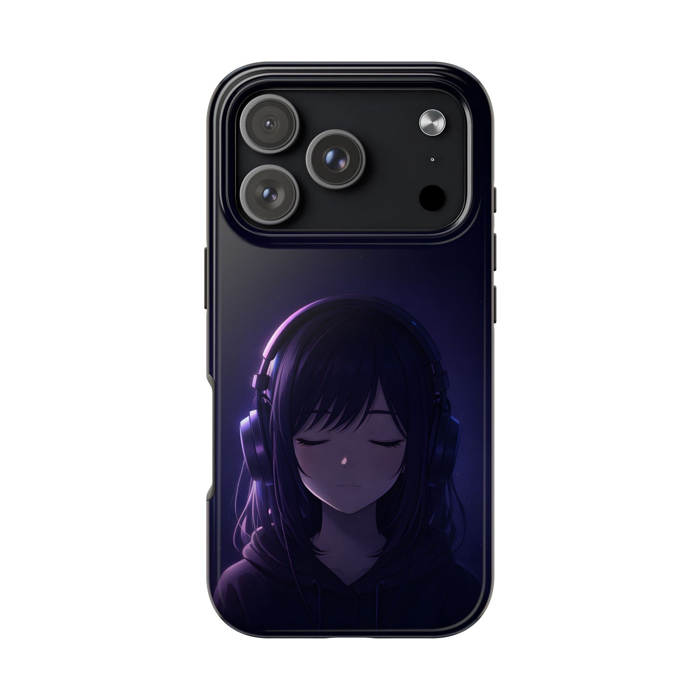 Midnight Lofi Anime Girl Tough Case - Deep Purple Music Cover for iPhone & Samsung