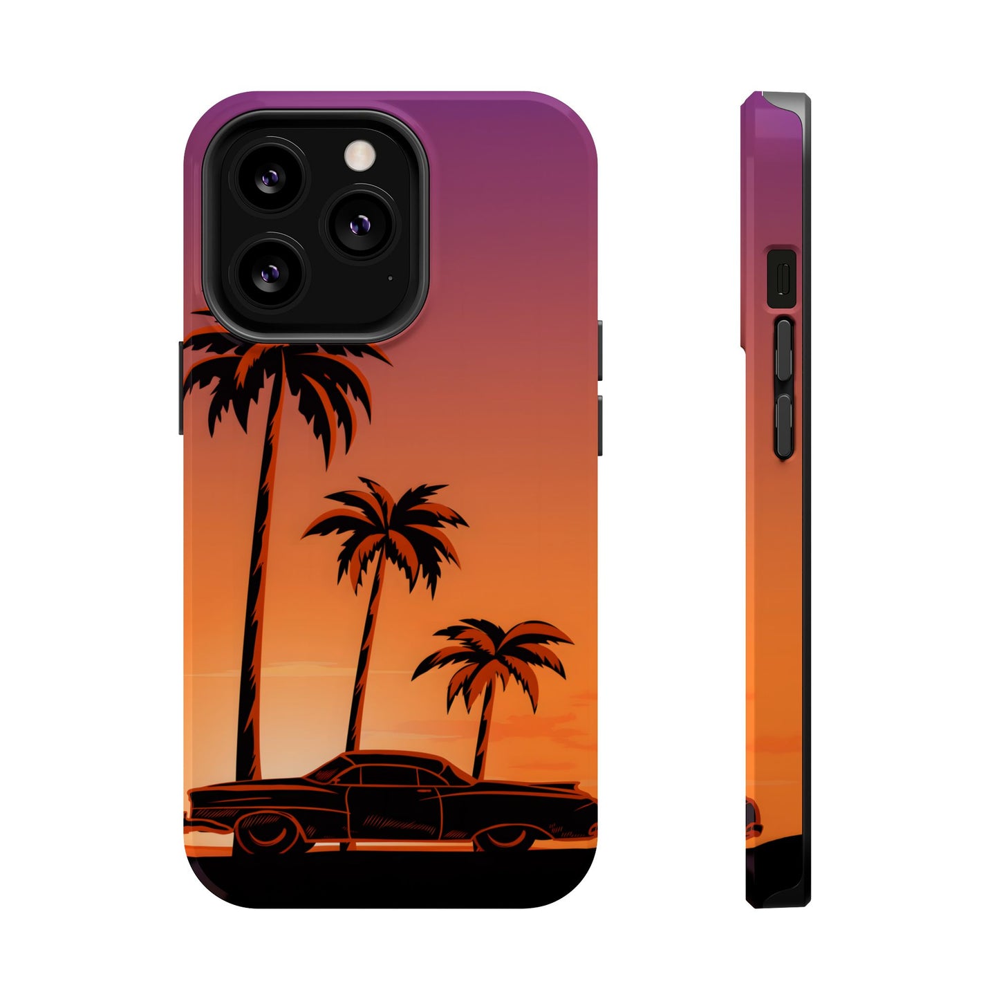 Retro Coastline: Vintage Car & Palm Sunset MagSafe Case