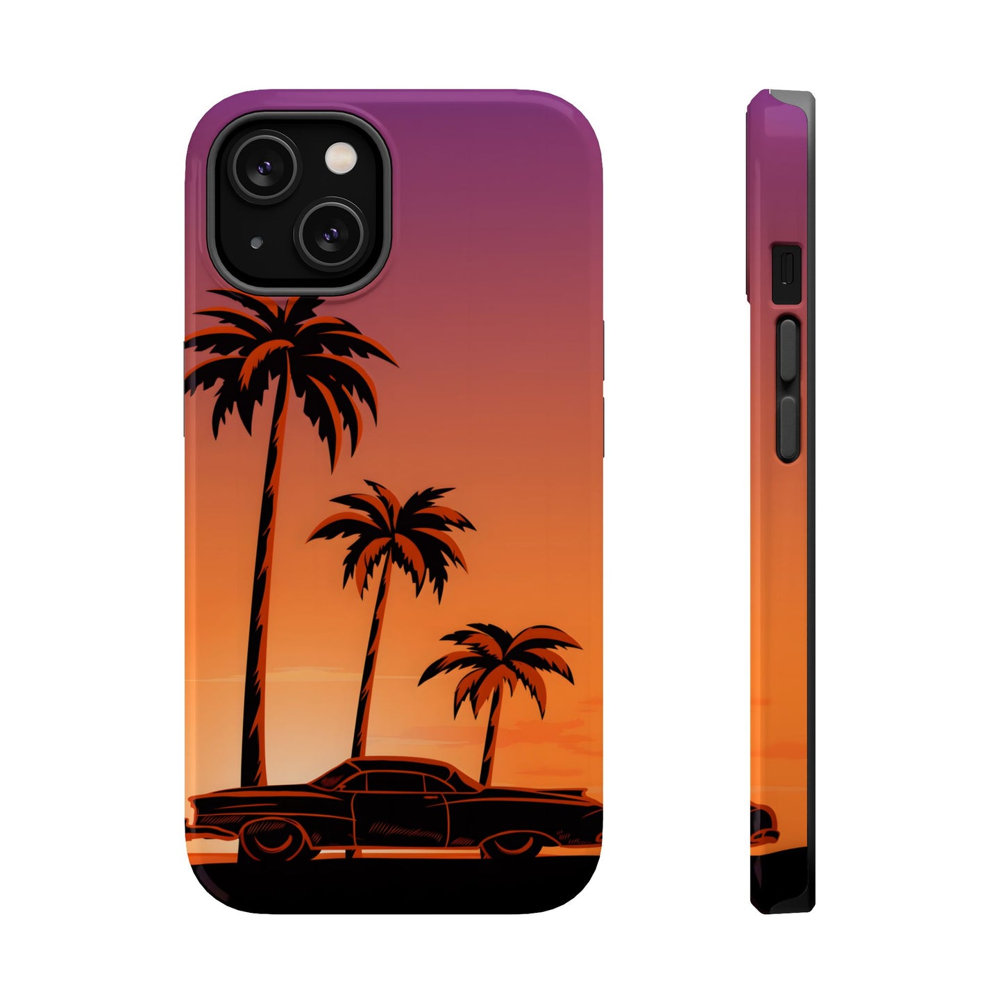 Retro Coastline: Vintage Car & Palm Sunset MagSafe Case