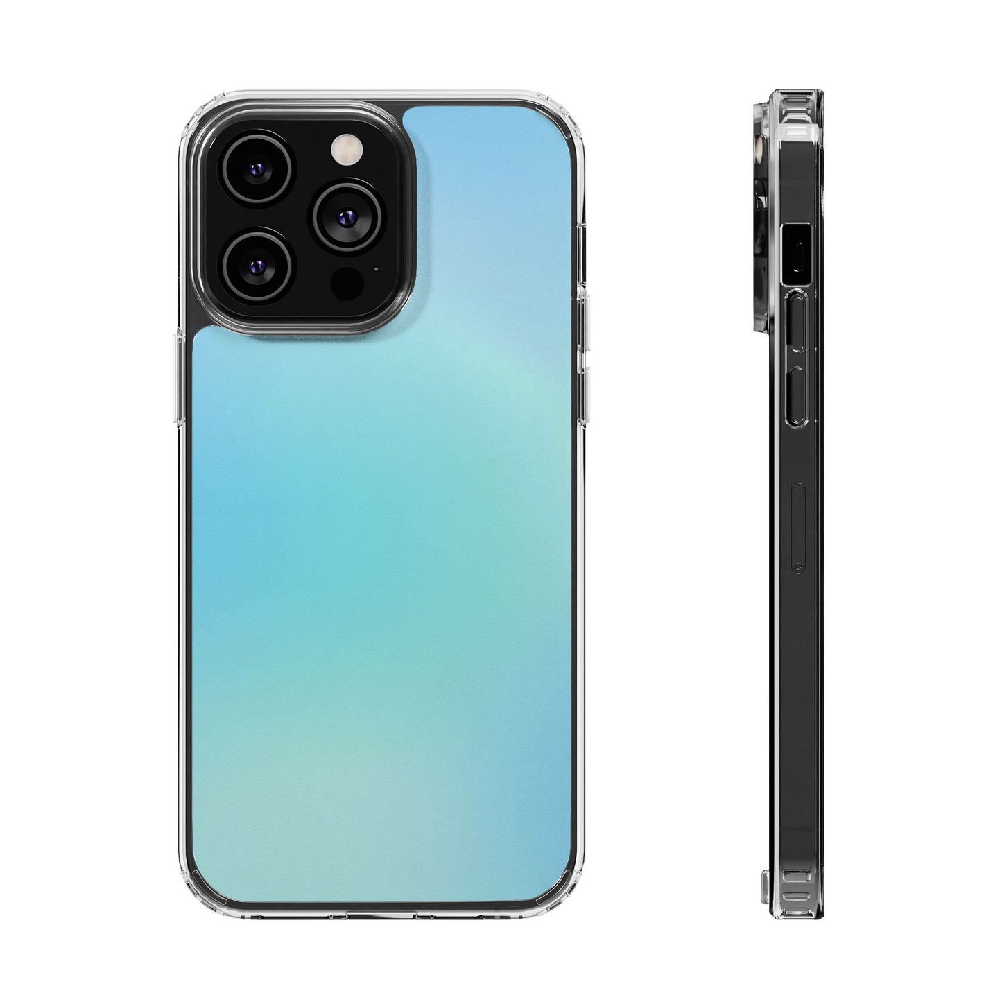 Sky Blue Aura Clear Case - MagSafe Compatible Pastel Gradient Cover